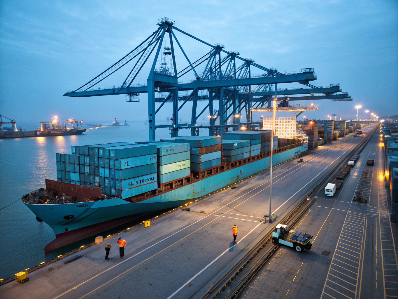 High-shutter-speed shot of a global shipping terminal