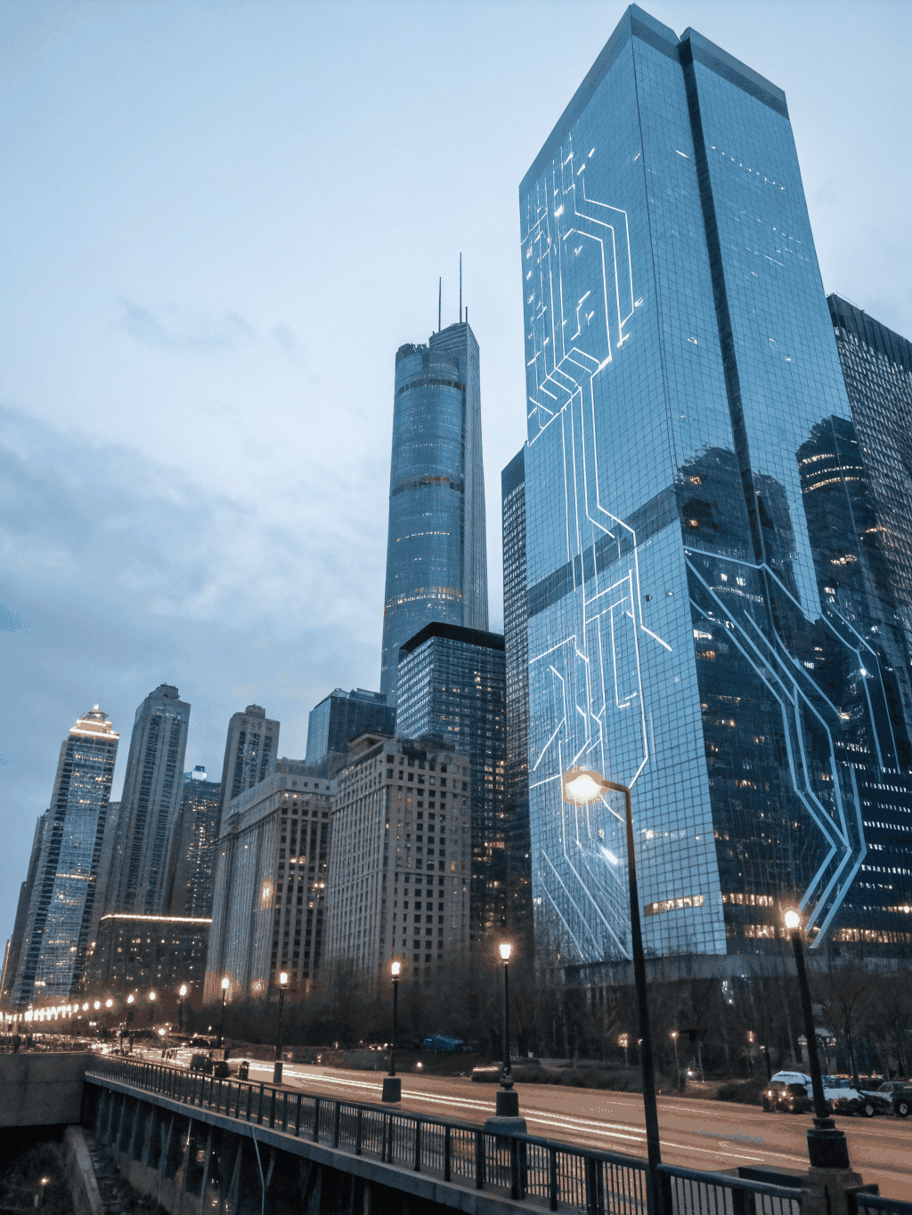 Modern skyline representing global project reach